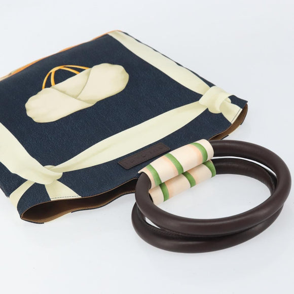 BVLGARI Hand Bag Canvas Navy Auth BA10265