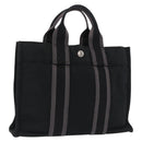 HERMES Fourre Tout PM Hand Bag Canvas Black Silver Auth BA10266-1