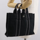 HERMES Fourre Tout PM Hand Bag Canvas Black Silver Auth BA10266-22