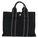 HERMES Fourre Tout PM Hand Bag Canvas Black Silver Auth BA10266-2