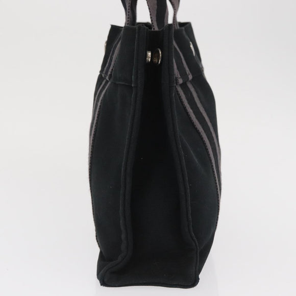HERMES Fourre Tout PM Hand Bag Canvas Black Silver Auth BA10266