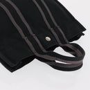 HERMES Fourre Tout PM Hand Bag Canvas Black Silver Auth BA10266-6