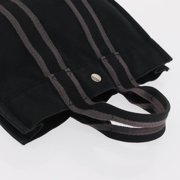 HERMES Fourre Tout PM Hand Bag Canvas Black Silver Auth BA10266