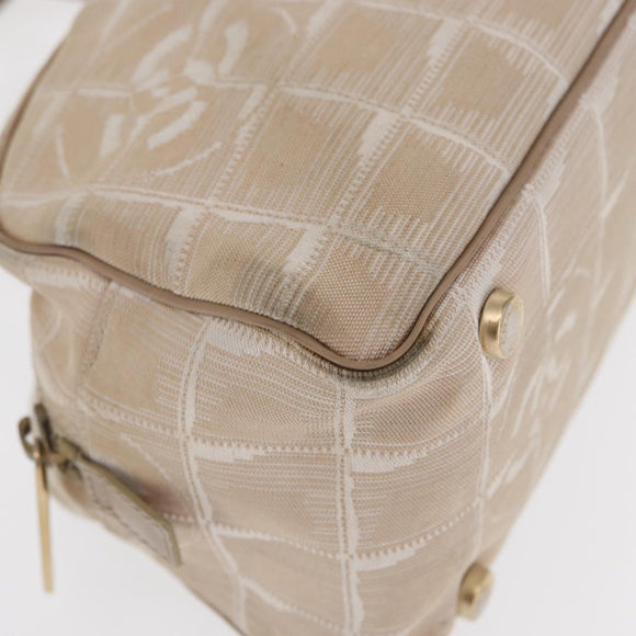 CHANEL New Travel line Hand Bag Nylon Beige Gold CC Auth BA10267