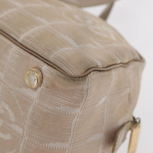 CHANEL New Travel line Hand Bag Nylon Beige Gold CC Auth BA10267