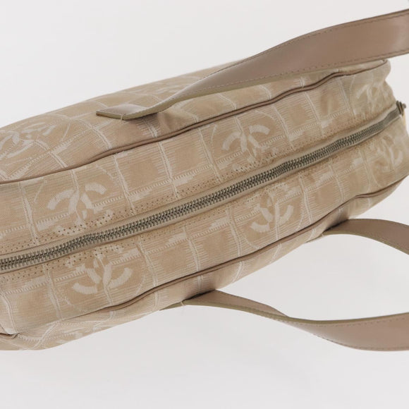 CHANEL New Travel line Hand Bag Nylon Beige Gold CC Auth BA10267