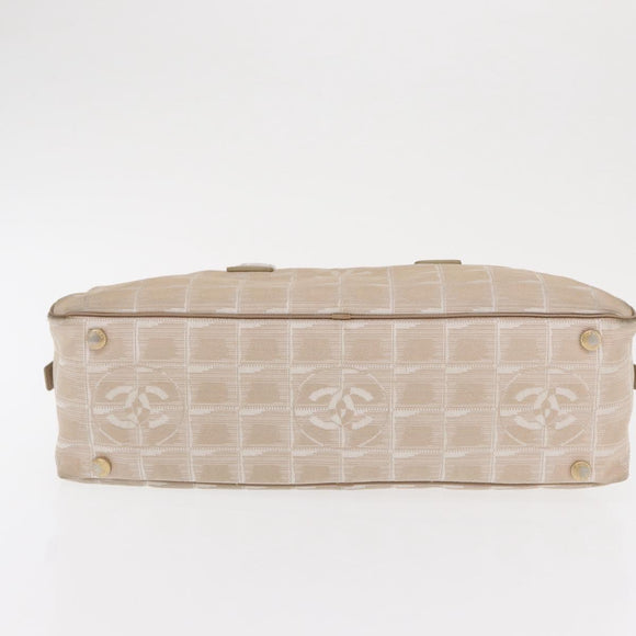 CHANEL New Travel line Hand Bag Nylon Beige Gold CC Auth BA10267