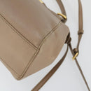 FENDI Peek A Boo Hand Bag Leather 2way Beige Gold Auth BA10271-15