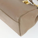FENDI Peek A Boo Hand Bag Leather 2way Beige Gold Auth BA10271-17