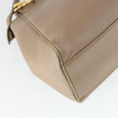 FENDI Peek A Boo Hand Bag Leather 2way Beige Gold Auth BA10271-10
