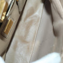 FENDI Peek A Boo Hand Bag Leather 2way Beige Gold Auth BA10271-11