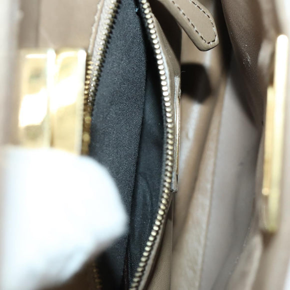 FENDI Peek A Boo Hand Bag Leather 2way Beige Gold Auth BA10271