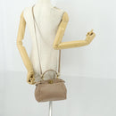 FENDI Peek A Boo Hand Bag Leather 2way Beige Gold Auth BA10271-24