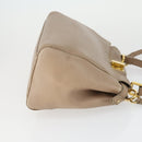 FENDI Peek A Boo Hand Bag Leather 2way Beige Gold Auth BA10271-3