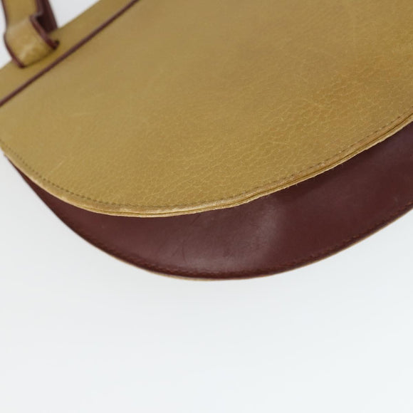 CARTIER Must Line Shoulder Bag Leather Yellow Gold Auth BA10272