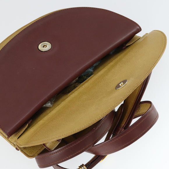 CARTIER Must Line Shoulder Bag Leather Yellow Gold Auth BA10272