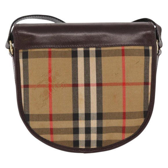 Burberrys Nova Check Shoulder Bag Canvas Beige Gold Auth BA10273