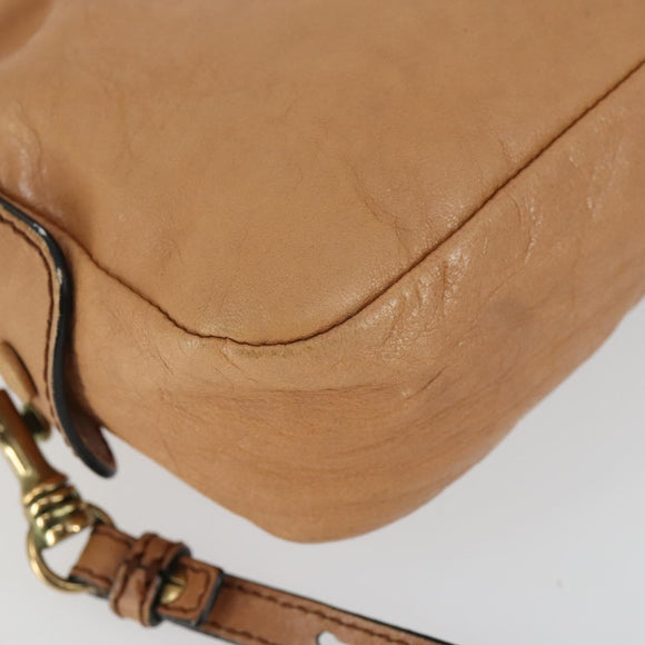 Chloe Shoulder Bag Leather Beige Gold Auth BA10274