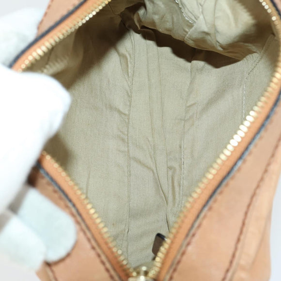 Chloe Shoulder Bag Leather Beige Gold Auth BA10274