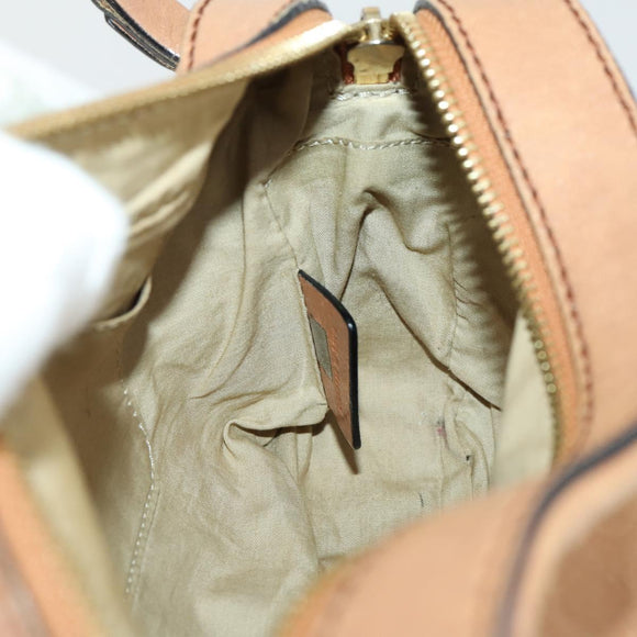 Chloe Shoulder Bag Leather Beige Gold Auth BA10274