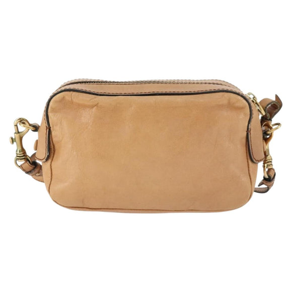 Chloe Shoulder Bag Leather Beige Gold Auth BA10274