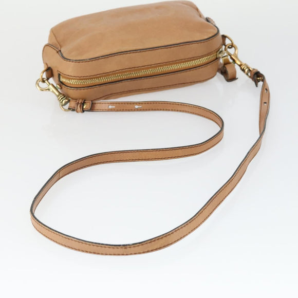 Chloe Shoulder Bag Leather Beige Gold Auth BA10274
