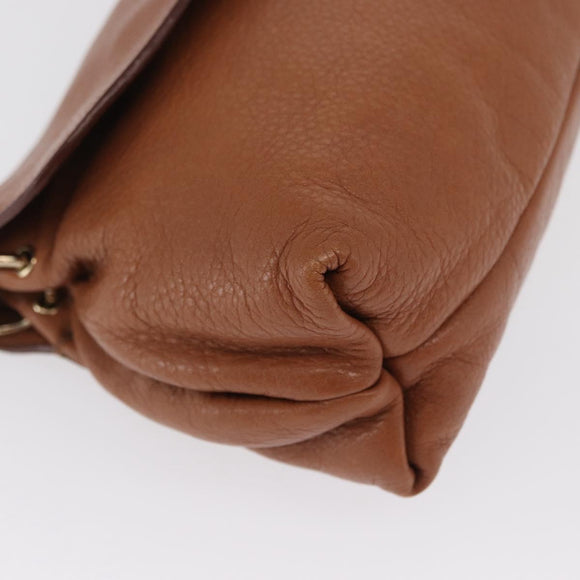 Chloe Shoulder Bag Leather 2way Brown Gold Auth BA10275