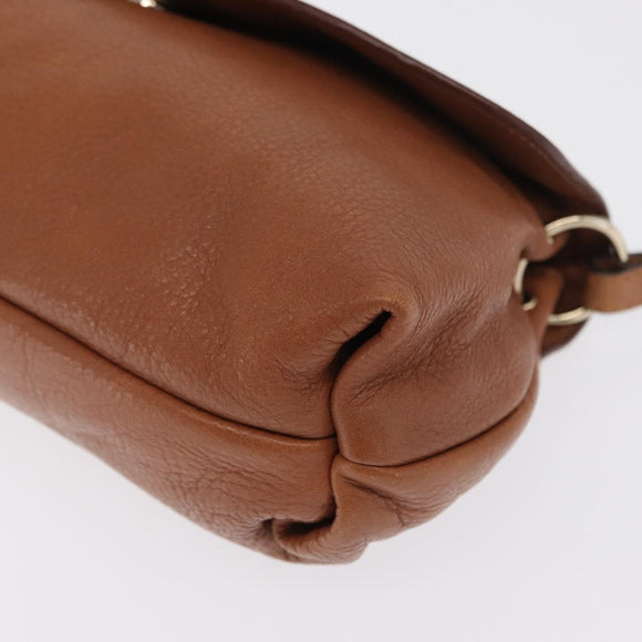 Chloe Shoulder Bag Leather 2way Brown Gold Auth BA10275