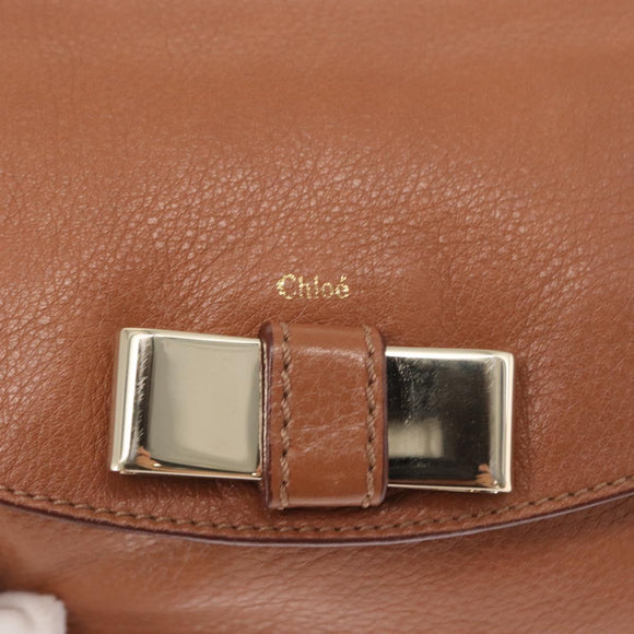 Chloe Shoulder Bag Leather 2way Brown Gold Auth BA10275