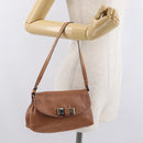 Chloe Shoulder Bag Leather 2way Brown Gold Auth BA10275-22