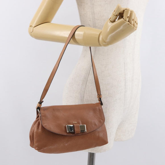 Chloe Shoulder Bag Leather 2way Brown Gold Auth BA10275