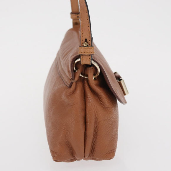 Chloe Shoulder Bag Leather 2way Brown Gold Auth BA10275