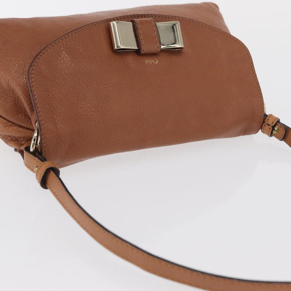 Chloe Shoulder Bag Leather 2way Brown Gold Auth BA10275