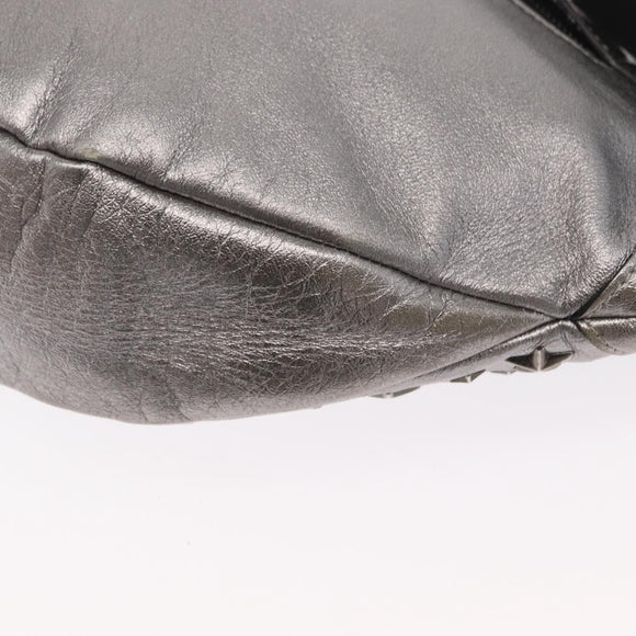 Jimmy Choo Body Bag Leather Silver Auth BA10277
