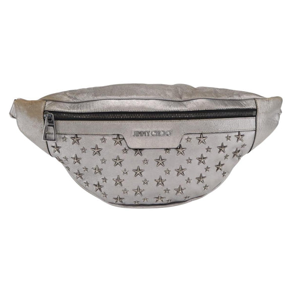 Jimmy Choo Body Bag Leather Silver Auth BA10277