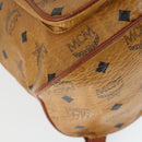 MCM Vicetos Logogram Backpack PVC Leather Brown Gold Auth BA10278-11