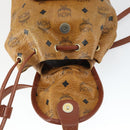 MCM Vicetos Logogram Backpack PVC Leather Brown Gold Auth BA10278-15