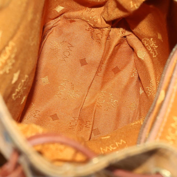 MCM Vicetos Logogram Backpack PVC Leather Brown Gold Auth BA10278