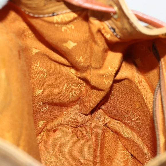 MCM Vicetos Logogram Backpack PVC Leather Brown Gold Auth BA10278