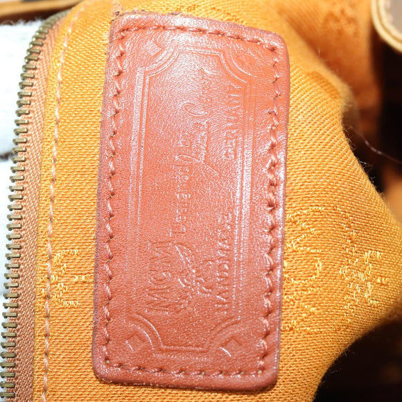 MCM Vicetos Logogram Backpack PVC Leather Brown Gold Auth BA10278