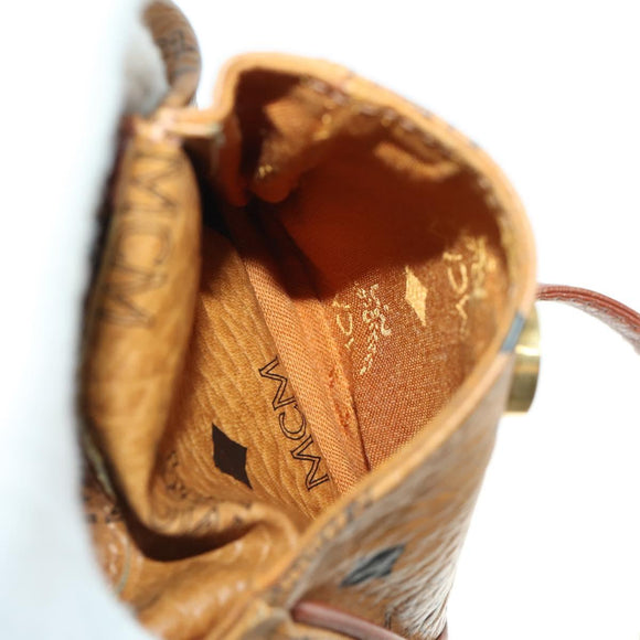 MCM Vicetos Logogram Backpack PVC Leather Brown Gold Auth BA10278