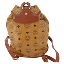 MCM Vicetos Logogram Backpack PVC Leather Brown Gold Auth BA10278-3