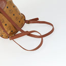 MCM Vicetos Logogram Backpack PVC Leather Brown Gold Auth BA10278-7