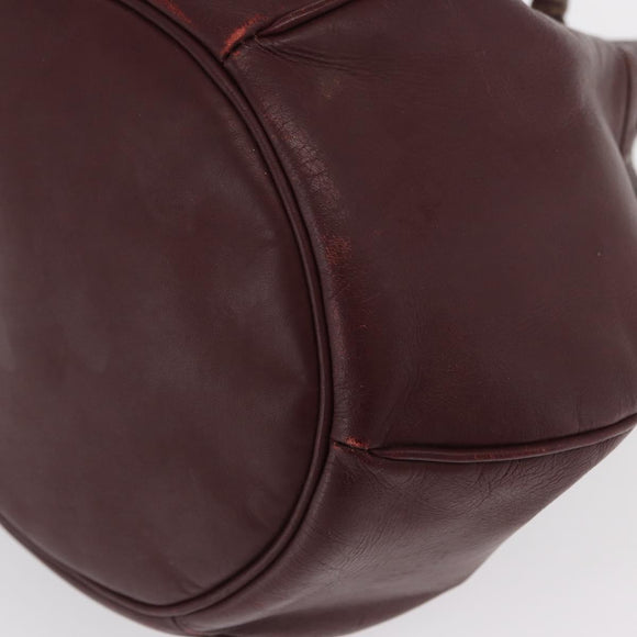 CARTIER Must Line Shoulder Bag Leather Bordeaux Gold Auth BA10279