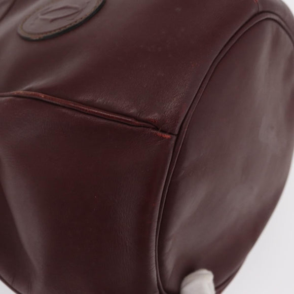 CARTIER Must Line Shoulder Bag Leather Bordeaux Gold Auth BA10279