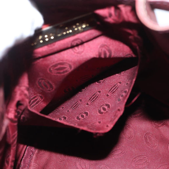 CARTIER Must Line Shoulder Bag Leather Bordeaux Gold Auth BA10279