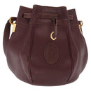 CARTIER Must Line Shoulder Bag Leather Bordeaux Gold Auth BA10279-2