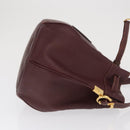 CARTIER Must Line Shoulder Bag Leather Bordeaux Gold Auth BA10279-4