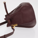 CARTIER Must Line Shoulder Bag Leather Bordeaux Gold Auth BA10279-5