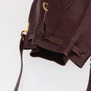 CARTIER Must Line Shoulder Bag Leather Bordeaux Gold Auth BA10279-6